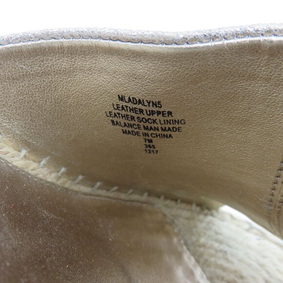 Marc Fisher ADALYN Women 7 M Metallic Gold Leather Espadrille Wedge Sandals - Picture 13 of 16